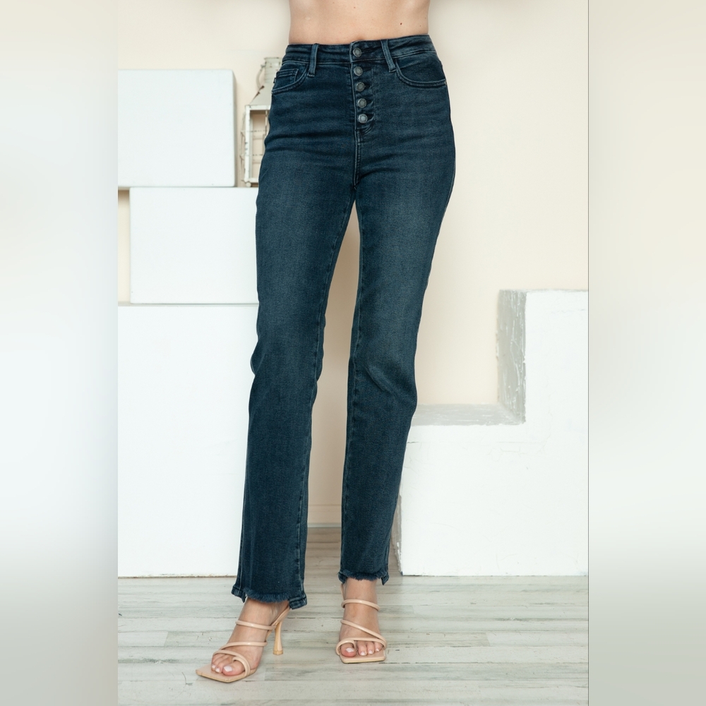NEW**Judy Blue Full Size Button Fly Hem Destroy Straight Jeans OFFERS WELCOME